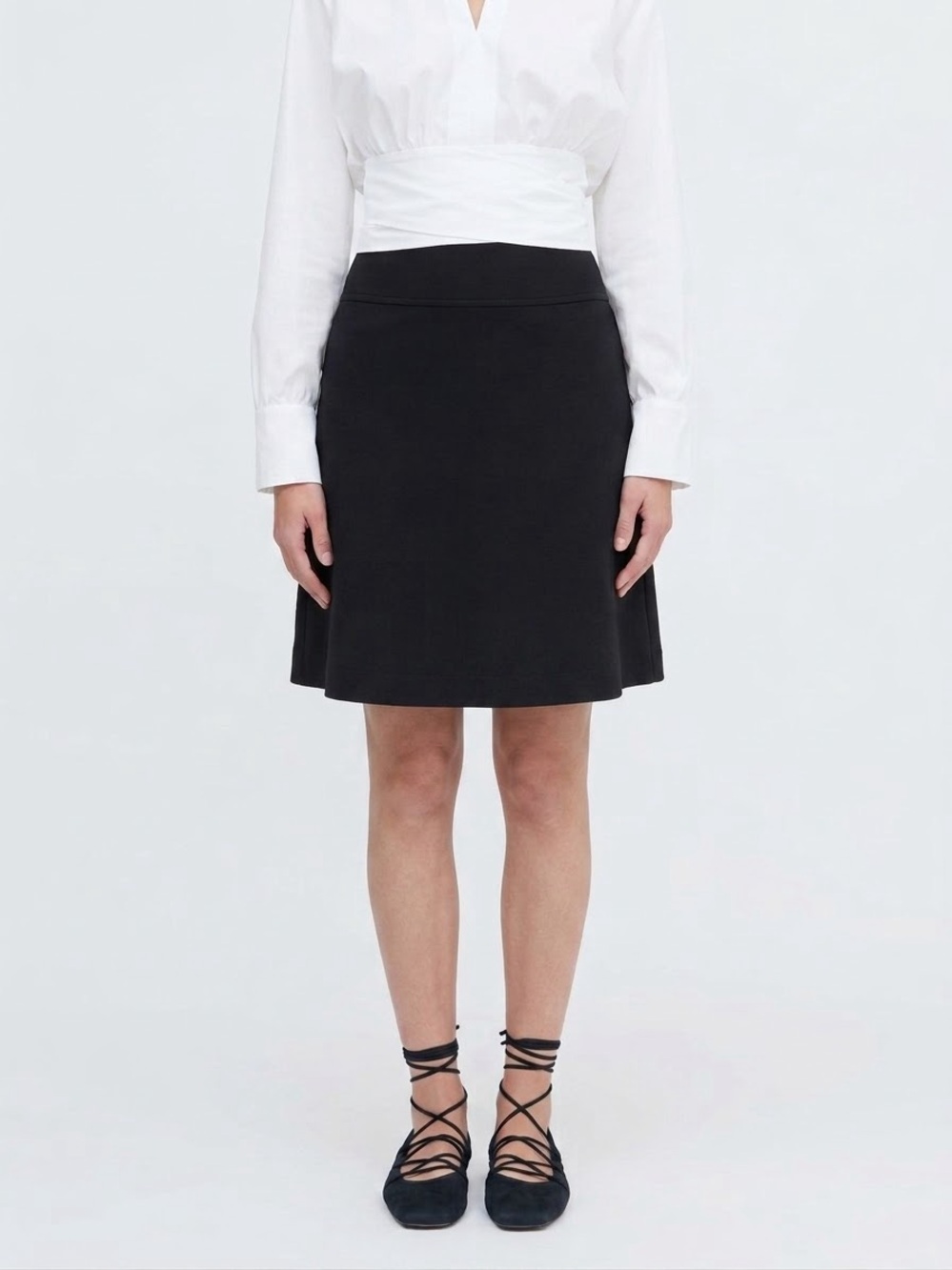 J Jill Black Ponte A Line Knee Length Skirt Size XL Business Casual Office Siren